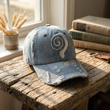 Load image into Gallery viewer, Question Mark Denim Print Washed Baseball Cap
