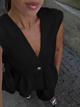 Load image into Gallery viewer, Women’s Cotton V-Neck Sleeveless Vest and Wide-Leg Pants Set

