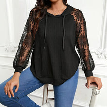 Load image into Gallery viewer, Women’s Plus Size Hoodie – Lace Long Sleeve Pullover Top
