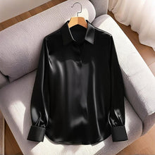 Load image into Gallery viewer, Women’s V‑Neck Business Casual Blouse – Relaxed Fit Long Sleeve Shirt
