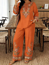 Load image into Gallery viewer, Women’s Ethnic Two Piece Set with Long Sleeve Shirt and Cropped Pants
