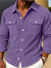 Load image into Gallery viewer, Men's Full Size Corduroy Long Sleeve Button-Down Shirt Plus Size
