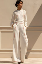 Load image into Gallery viewer, Women's Cropped Long-Sleeve Top &amp; Ultra-Wide Palazzo Pants Set
