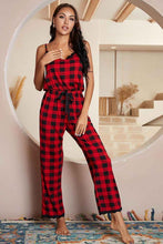 Load image into Gallery viewer, Plaid Lace Trim : Spaghetti Strap Jumpsuit
