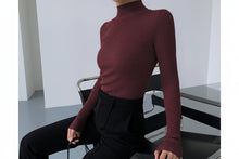 Load image into Gallery viewer, Women’s Tight Fit Crew Neck Knitted Top – Slim Sweater
