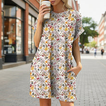 Load image into Gallery viewer, Floral Print Loose Pocket Dress | Round Neck Short Sleeve
