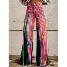 Load image into Gallery viewer, Women's Printed Flare Pants – Mid-Waist Full Length Plus Size
