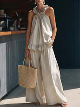 Load image into Gallery viewer, Halterneck Loose Two-Piece Set | Pleated Asymmetric Pocket Set
