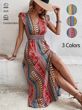 Load image into Gallery viewer, Women's Boho Geometric Print Puff Sleeve A-Line Maxi Dress – 3 Colors S–XL
