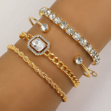 Load image into Gallery viewer, Fashion Jewelry 4 Pcs Crystal Bracelet Set Bohemian Design For Women Vintage Luxury Twisted Cuff Chains Armband Jewelry Accessories
