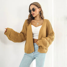 Load image into Gallery viewer, Puff Sleeve Cardigan Sweater Women Clothes Front Chunky Knitwear Coat
