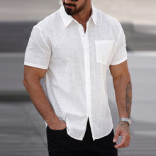 Load image into Gallery viewer, Mens Short-sleeve Cotton Shirt With A Pocket
