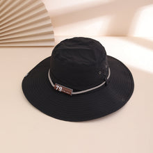 Load image into Gallery viewer, Wide-Brim Leather Patch Fisherman Hat – UV Sun Protection Outdoor Hat
