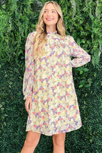 Load image into Gallery viewer, Floral Mock Neck Flounce Sleeve Summer Dress – Mock Neck Dress, Flounce Sleeve Dress, Floral Pattern Dress, Elegant Floral Dress, Sophisticated Dress
