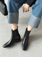 Load image into Gallery viewer, Women’s Retro Square-Toe Mid-Heel Chunky Leather Boots
