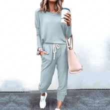 Load image into Gallery viewer, Women's Long Sleeve T-Shirt &amp; Pencil Pants Set – Loose Fit, Striped &amp; Solid
