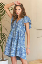 Load image into Gallery viewer, New Summer Printed V-Neck Ruffle Sleeve Mini Dress For Summer – Feminine Floral Print Dress, Stylish, Fashionable, Flirty &amp; Fun
