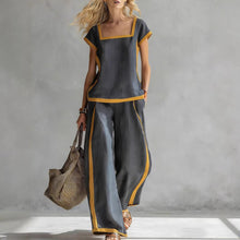Load image into Gallery viewer, Women’s Square Neck Short Sleeve Two Piece Pants Set
