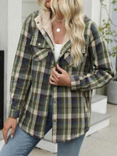 Load image into Gallery viewer, Plaid Snap Down Plush Hooded Jacket Soft &amp; Warm Women Outerwear Cozy And Comfortable Jacket

