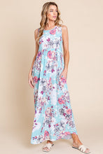 Load image into Gallery viewer, New Floral Round Neck Sleeveless Maxi Dress with Pockets For Women – Elegant Floral Print Dress with Flowing Silhouette and Functional Pockets
