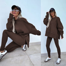 Load image into Gallery viewer, Women’s Casual Sweater Suit – Loose Split Top &amp; Fitted Trousers Set
