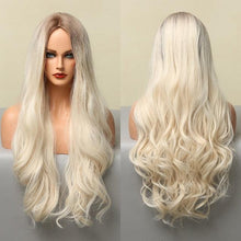 Load image into Gallery viewer, Dark Black Natural Long Wave Synthetic Hair Wigs Middle Part Heat Resistant Wigs for Afro American Women Daily Cosplay Party Use Wigs For Black Women Cosplay Wigs For Women
