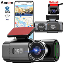 Load image into Gallery viewer, 4K Dual Lens Dashboard Cam with Night Vision &amp; GPS - Built-in Wi-Fi &amp; Parking Mode
