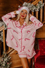 Load image into Gallery viewer, Women’s Satin Santa Claus Pajama Set | Christmas Print Two-Piece Loungewear
