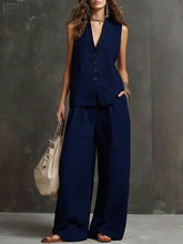 Load image into Gallery viewer, Women's Sleeveless Vest &amp; Wide-Leg Pants Two-Piece Set – 10 Colors XS–3XL
