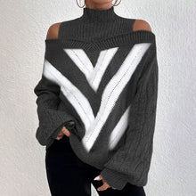 Load image into Gallery viewer, Women’s Elegant Off-Shoulder Turtleneck Sweater — Long Sleeve Knit Top
