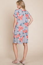 Load image into Gallery viewer, Floral Round Neck Short Tee Dress with Pockets For Women – Comfortable, Casual &amp; Functional for Everyday Wear
