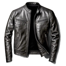 Load image into Gallery viewer, Mens PU Leather Motorcycle Jacket With A Stand-Up Collar
