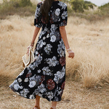 Load image into Gallery viewer, Floral Summer Beach Dress With V Neck Elastic Waist Dresses For Women
