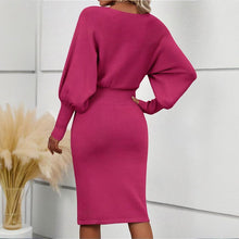 Load image into Gallery viewer, Women’s Lantern Sleeve Bodycon Dress
