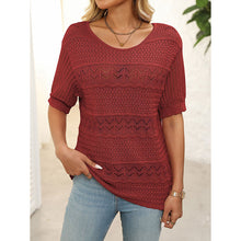 Load image into Gallery viewer, Women’s Short Sleeve Crochet Knit Hollow-Out Top

