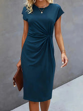 Load image into Gallery viewer, Front Knot Bodycon Midi Dress – Round Neck Sleeveless Tie Dress
