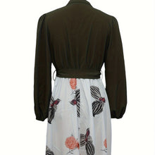 Load image into Gallery viewer, Ladies' Fashion Printed V-neck Waist Strap Casual Dress
