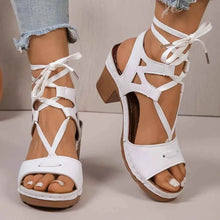 Load image into Gallery viewer, Elegant Heel Block : Lace-Up Sandals
