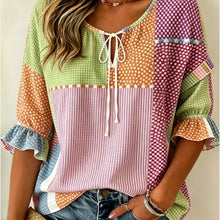 Load image into Gallery viewer, Women's Floral Print Three-Quarter Sleeve Shirt – Relaxed Retro
