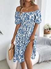 Load image into Gallery viewer, Ruffled Hem Floral Puff Sleeve Dress
