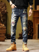 Load image into Gallery viewer, Men's Full Size Distressed Wash Slim Fit Jeans Plus Size
