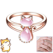 Load image into Gallery viewer, Rose Gold Plated Crystal Cute Animal Cat Ring Hibiscus Stone Crystal Diamond Ring Women Party Jewelry For Pet Lovers
