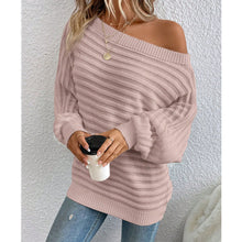 Load image into Gallery viewer, Off-Shoulder Batwing Sweater – Loose Knit Pull-Over for Fall

