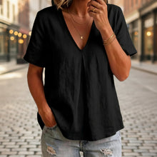 Load image into Gallery viewer, Women's Pleated Cotton-Linen Short-Sleeve Shirt – 5 Colors S–XXL
