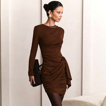 Load image into Gallery viewer, Side Pleated Ribbon Detail Figure-Hugging High Waist Semi-Formal Mini Dress
