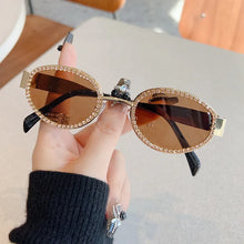 Load image into Gallery viewer, Rhinestones Decor Oval Sunglasses
