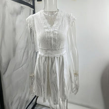 Load image into Gallery viewer, Women’s V‑Neck Short‑Sleeve Dress with Lace Trim
