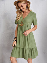 Load image into Gallery viewer, Classic Full Size V-Neck Short Sleeve Dress Casual &amp; Comfortable Dress for Women
