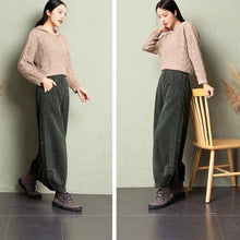 Load image into Gallery viewer, Corduroy Wide-Leg Pants with Lace-Up Detail | Street Style
