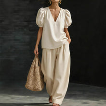 Load image into Gallery viewer, Women’s V-Neck Casual Two Piece Set
